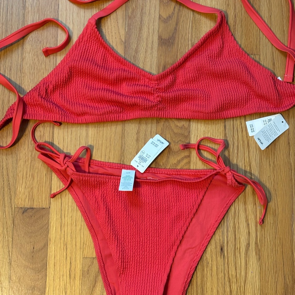 NWT -Xl Aerie swim Vibrant Coral Bikini Set